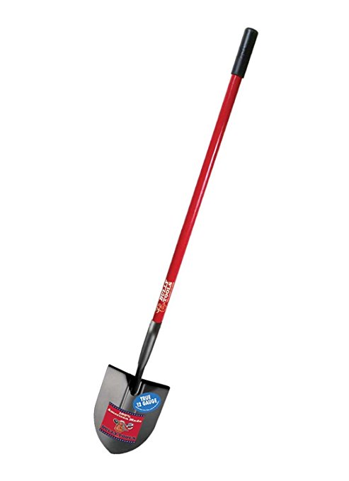 Bully Tools 92515 12-Gauge Round Point Shovel with Fiberglass Long Handle