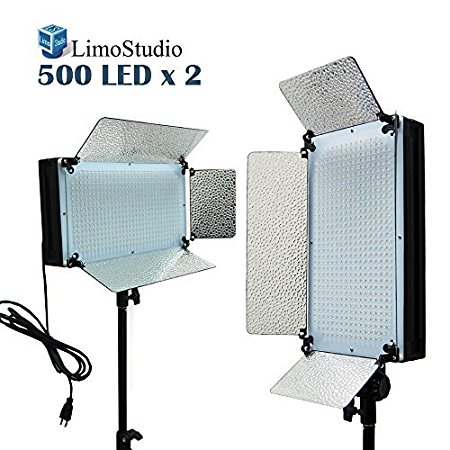 LimoStudio 2 X 500LED Dimmable Photo Video light Panel, Photography Photo Video Studio LED Lighting Kit, AGG1872