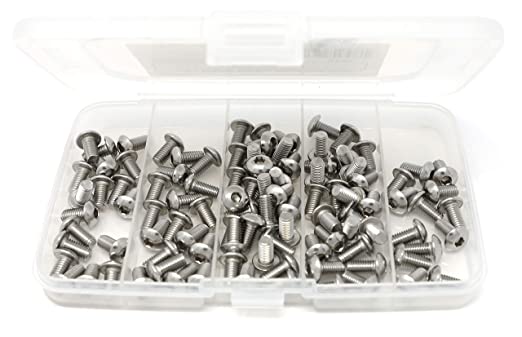 iExcell 100 Pcs M5 x 10 mm Stainless Steel 304 Hex Socket Button Head Cap Screws Assortment Hex Key Wrench Kit