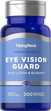 Piping Rock Lutein and Zeaxanthin Supplements | 200 Softgels | with Bilberry | Eye Vision Vitamins Complex | Non-GMO, Gluten Free