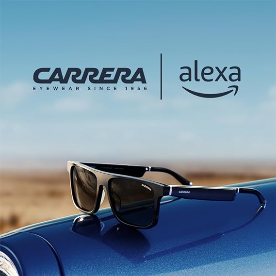 Carrera Smart Glasses with Alexa | Smart audio glasses | Sprinter black frames with polarized sunglass lenses | Square