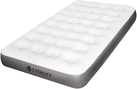 Etekcity Camping Air Mattress, Inflatable Mattress Air Bed Queen Twin with Coil Beam Technology, Height 9", Carry Bag, White, No Pump Included