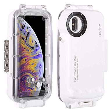 HAWEEL for iPhone Xs Max Underwater Housing Professional [40m/130ft] Diving Case for Diving Surfing Swimming Snorkeling Photo Video with Lanyard (iPhone Xs Max, White)