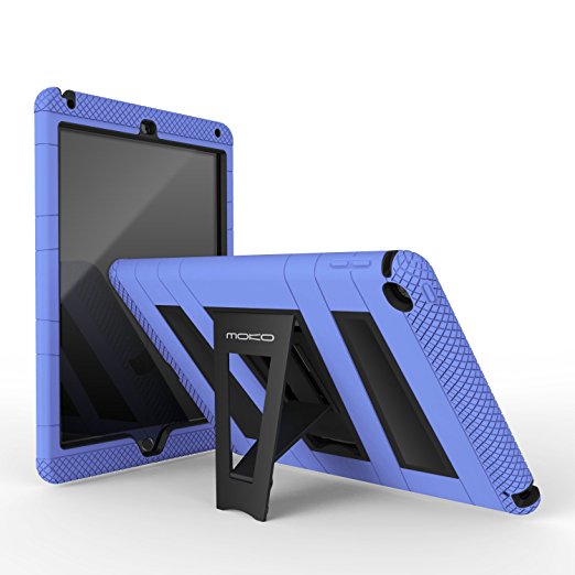 MoKo iPad Air 2 Case - [Kickstand] Durable Hybrid Silicone   Hard Polycarbonate Kid Proof Extreme Duty [Shock-Absorption] with Foldable Stand Protective Cover for Apple iPad 6 9.7 Inch Tablet, BLUE