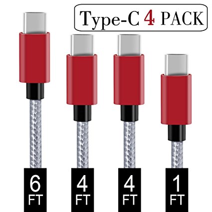 USB Type C Cable,Covery USB C Cable 4 Pack (1x1ft,2x4ft, 1x6ft), Nylon Braided USB C to USB A Cable for Samsung Galaxy S8,Apple New Macbook, Nexus 6P 5X,Google Pixel,LG G5 G6,and More (Grey)