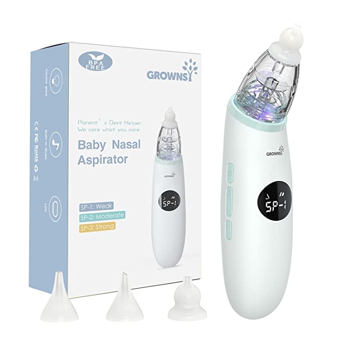 Baby Nasal Aspirator | Baby Nose Sucker | Baby Nose Cleaner, Automatic Booger Sucker for Baby, Rechargeable, with Pause & Music & Light Function（Green）