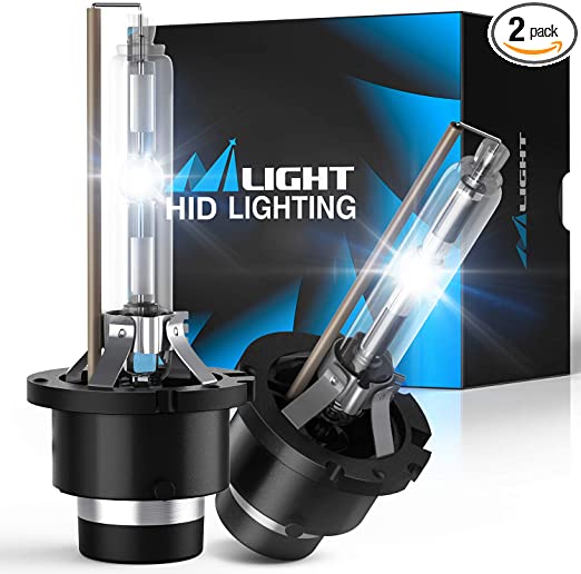 Nilight D4S HID Bulbs, 6000K Diamond White D4S Replacement Super Bright High Low Beam D4S HID Headlight Bulb for 12V Cars, Pack of 2