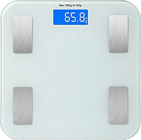 GPCT Mini [Smart] Precision Body Fat Composition Scale/Analyser. [LCD Display] Bluetooth/Wireless. Measures BMI, Body Fat/Water/Muscle/Visceral Fat, Calorie & Bone Mass. iOS/Android Compatible!