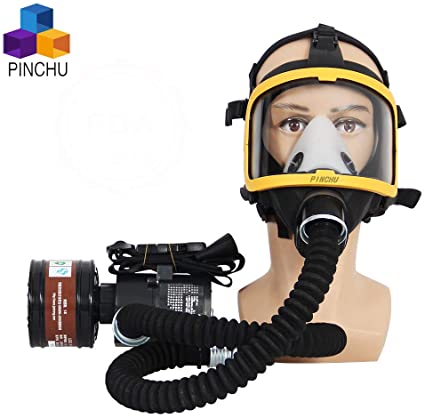 ZYC Electric Constant Flow Supplied Air Fed Full Face Respirator Gas Mask Blower/Breathing Tube/Charger/Filter/Belt Combined Gas Mas