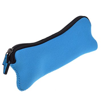 BCP Portable Washable Travel Cutlery Kit Neoprene Case( Not included cutlery) bone Style Tableware Bag with Zipper-Blue Color