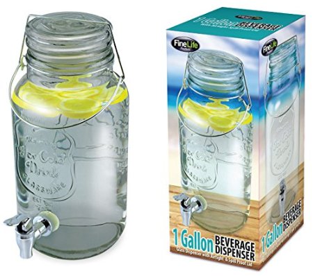 Mason Jar Glass Beverage Dispenser with Wire Handle - 1 Gallon