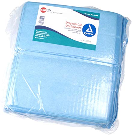 Dynarex Disposable Underpad, 17 Inches X 24 Inches, 100 Count