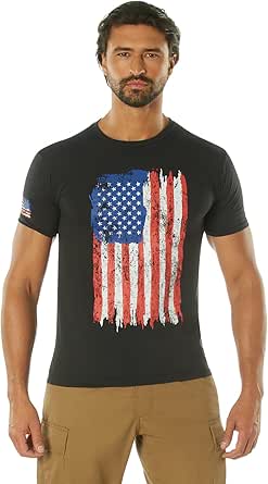 Rothco Distressed US Flag Athletic Fit T-Shirt - Comfort Short Sleeve Graphic Tee