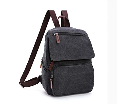 LINGTOM Unisex Canvas Backpack Cute School Rucksack Shoulder Bag Small Casual Daypack