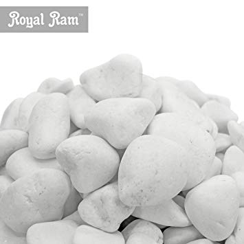 Royal Ram Snow White Decorative Pebbles - 1/2" - 1" - for Gardens, Vase Filler, Aquariums and Water Features (3 Pounds)