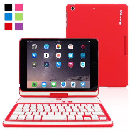 iPad Mini 1  2  3 360 Rotatable Keyboard Case Snugg8482 - Ultra Slim Keyboard Cover Case with Bluetooth Connectivity and Lifetime Guarantee Red For Apple iPad Mini 1  2  3 Retina