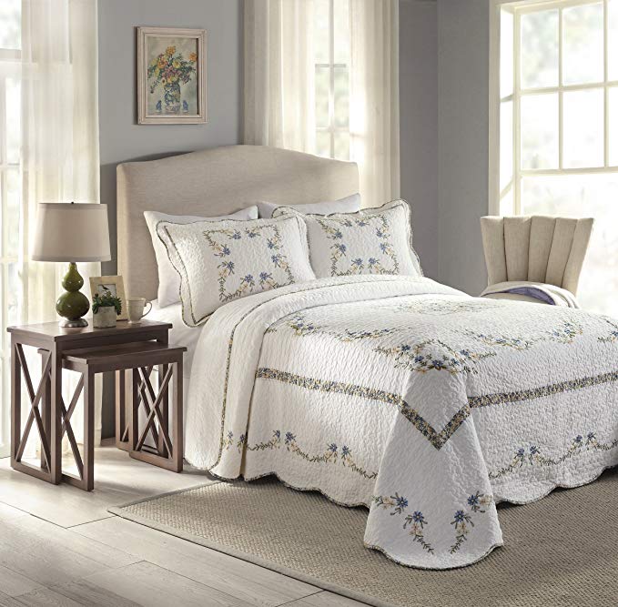 Modern Heirloom Collection Heather Cotton Filled Bedspread, King, 120 by 118-Inch