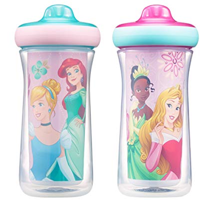 Disney Princess Insulated Hard Spout Sippy Cups 9 Oz, 2pk | Scan with Free Share the Smiles App for Cute Animation | Share with Friends | Leak Proof Cups | Keeps Drinks Cool | Drop Guard | Toddler Cup