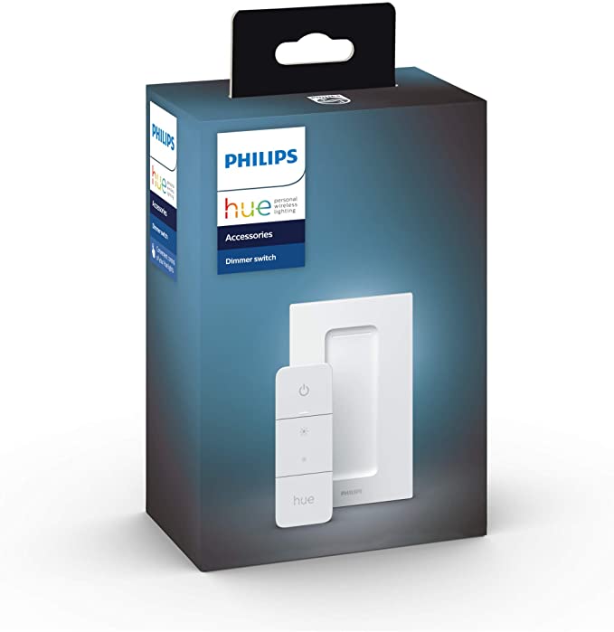 Philips Hue Smart Wireless Dimmer Switch V2 (Installation-Free, Exclusive for Philips Hue Lights) For Indoor Home Lighting, Living room, Bedroom.