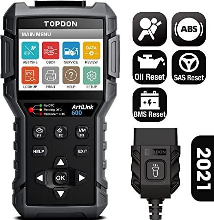 TOPDON AL600 OBD2 Scanner code reader with Active Test |ABS&SRS Diagnostics| Car Maintenance Reset Service of Oil, BMS, SAS| Full OBD2 Functions | Lifetime Free Update | LED Lights