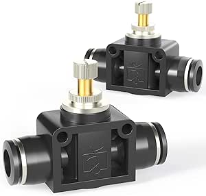 TAILONZ PNEUMATIC SCF-3/8 Air Flow Control Valve with Push-to-Connect Fitting, in-Line Speed Controller Union Straight - 3/8 Inch Tube OD x 3/8 Inch Tube OD（Pack of 1） Black