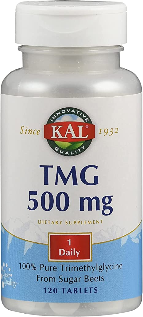 KAL TMG (Tri-Methyl-Glycine) | 500mg | 120 Tabletten | vegan | glutenfrei | ohne Gentechnik | laborgeprüft | Nahrungsergänzungsmittel mit TMG | normale Homocystein-Stoffwechsel