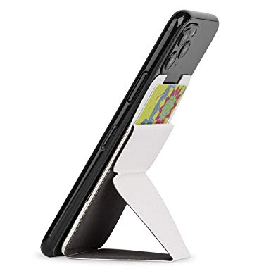 IUGGAN Phone Card Holder, Cell Phone Stand Grip, Phone Wallet, Car Magnet Mount Plate 4 in 1 Adjustable Foldable, Stick on Back of iPhone/Android (White)