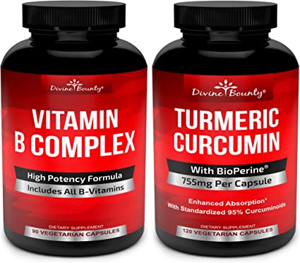 Super B Complex Vitamins & Turmeric Curcumin Bundle