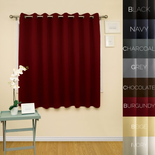 Prestige Home Fashion Wide Width Thermal Insulated Blackout Curtain - Antique Bronze Grommet Top - Burgundy - 100"W x 63"L, 1 Panel