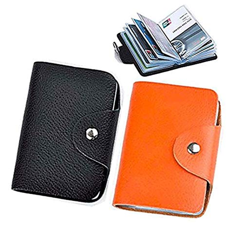 K Y KANGYUN Credit Card Holder Protector Bag for Women Men (Black&Orange)