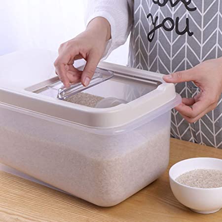 DSstyles Sealed Moisture-Proof Rice Storage Box, Large Capacity Grain Flour Container with Flip Cover Rice Bucket