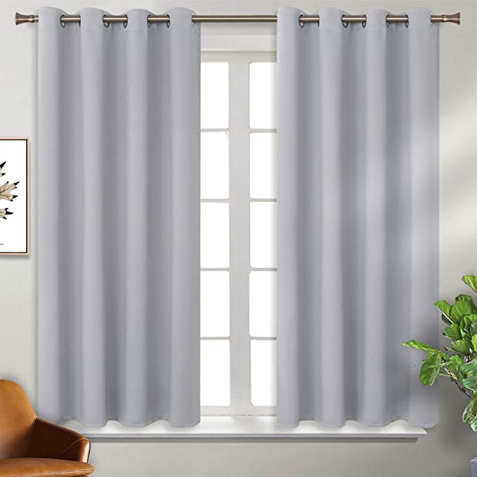 BGment Blackout Curtains for Bedroom - Grommet Thermal Insulated Room Darkening Curtains for Living Room, Set of 2 Panels (46 x 54 Inch, Light Grey)