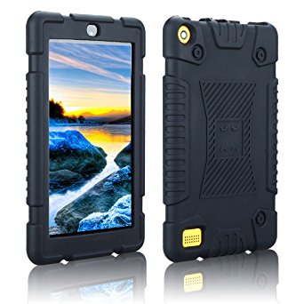 Case for All New Amazon Kindle Fire HD8(7th Generation,2017 Release),JOBSS Ultra-thin Silicone Soft Back Cover Drop Shockproof Protective Case for All New Amazon Fire HD8 2017 Black