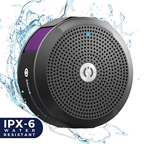 MuveAcoustics A-Star Waterproof Bluetooth Speaker with Mic, Enhanced Bass, and Aux-in (Royal Purple)