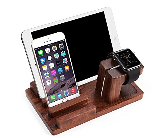 FORSUN Wooden Charging Stand Station Dock Platform Cradle Holder for Apple Watch iPhone iPad iPod, 38/42mm - Rose wood