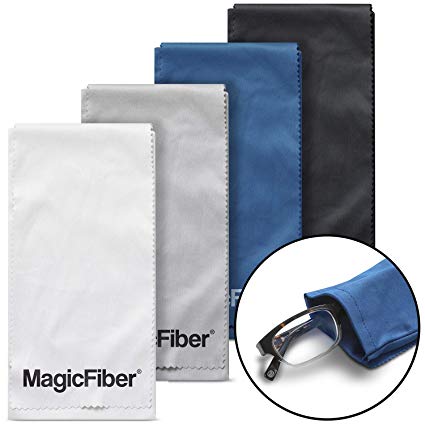 MagicFiber Microfiber Eyeglass, Cell Phone Cleaning Pouch (4 Pack) – Premium Ultra Soft Case with Built-in Cleaning Cloth