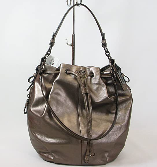 Authentic Coach Madison Leather Marielle Drawstring Bucket Tote Bag 17016 Bronze