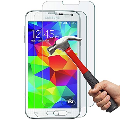 [2 Pack] Galaxy S5 Screen Protector, Anderw 0.26mm 9H Tempered Glass Screen Protector for Samsung Galaxy S5