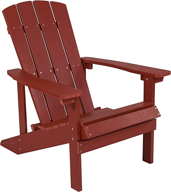 Flash Furniture Charlestown All-Weather Adirondack Chair in Red Faux Wood