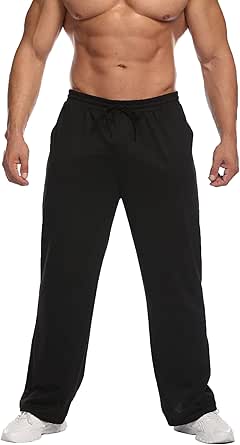 Deyeek Men's Lightweight Sweatpants Open Bottom Jogger Sweatpants for Men Straight Leg Sweat Pants Lounge Pants with Pockets