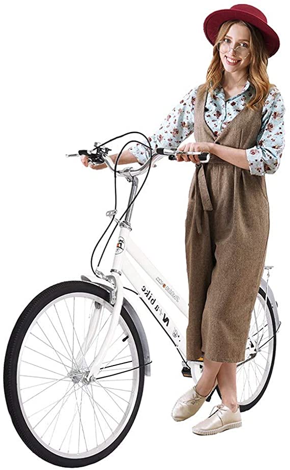 24-Inch Urban Women's Cruiser Bike, Youth/Adult Comfort Single-Speed Beach Cruiser Bike, Suspension Seatpost Ideal for Leisure Sports and Light Sports Riders