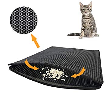 Lovinouse 23 x 15 Inch Cat Litter Mat, EVA Litter Trapping Mat, Water Urine Proof Pad for Messy Cats, Honeycomb Double Layer Cats Litter Catcher, Easy Clean, Non-Slip
