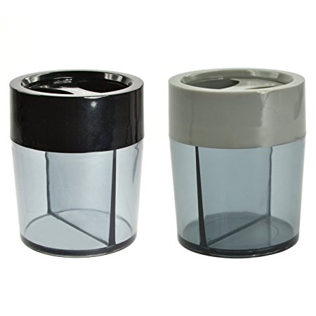 Adecco LLC 2 PCS Gray and Black Magnetic Top Paper Clip Dispensers Holders Boxes