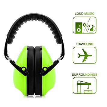 Noise Reduction Ear Muffs Noise Cancelling Hunting Shooting Ear Hearing Protection Earphone Headphone for Kids NRR 25DB/SNR 29DB (Fluorescence Green)