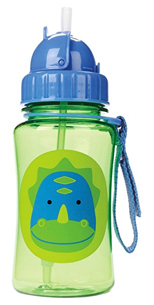 Skip Hop Zoo Straw Bottle, 12 oz, Dakota Dinosaur