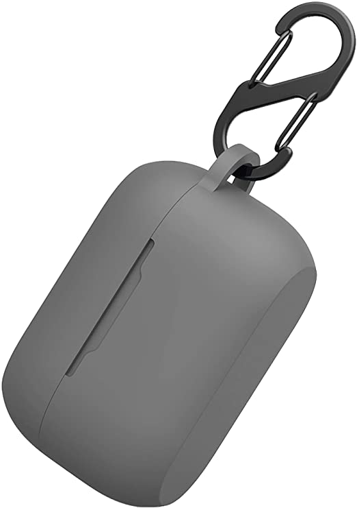 Aotao Silicone Case for Jabra Elite 75t & Jabra Elite Active 75t, Soft and Flexible, Scratch/Shock Resistant Cover with Carabiner for Jabra 75t Earbuds (Elite 75t, Gray)