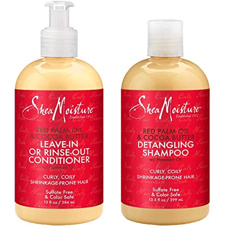 Shea Moisture Shampoo & Conditioner Set Red Palm Oil & Cocoa Butter, Rinse Out Or Leave In, 13.5 Ounce Each