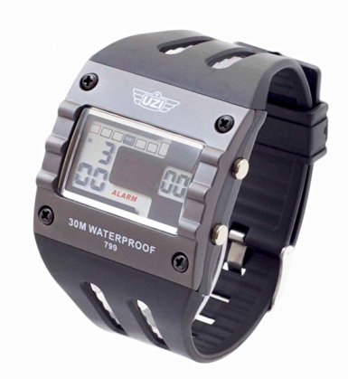 UZI UZI-W-799 UZI Digital Sports Series Watch with Black Rubber Strap
