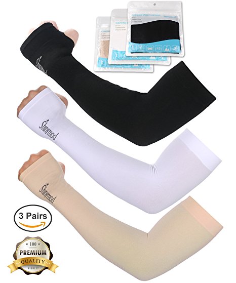 SHINYMOD UV Protection Cooling Arm Sleeves for Men Women Sunblock Cooler Protective Sports Running Golf Cycling Basketball Driving Fishing Long Arm Cover Sleeves