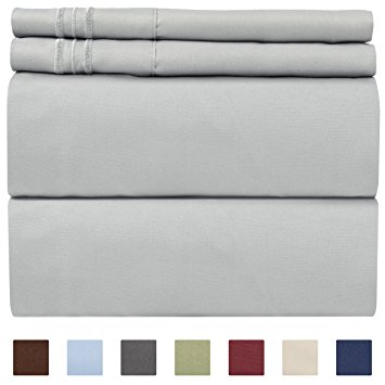 California King Size Sheet Set - 4 Piece Set - Hotel Luxury Bed Sheets - Extra Soft - Deep Pockets - Easy Fit - Breathable & Cooling - Comfy – Light Grey Bed Sheets - Cali Kings Sheets